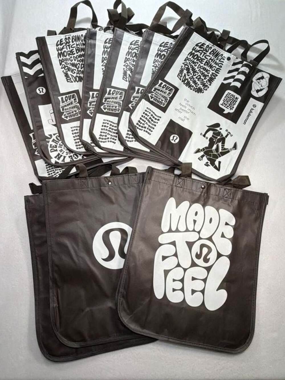 Lot of 10 Lululemon Reusable Shopping Tote Bag Espresso